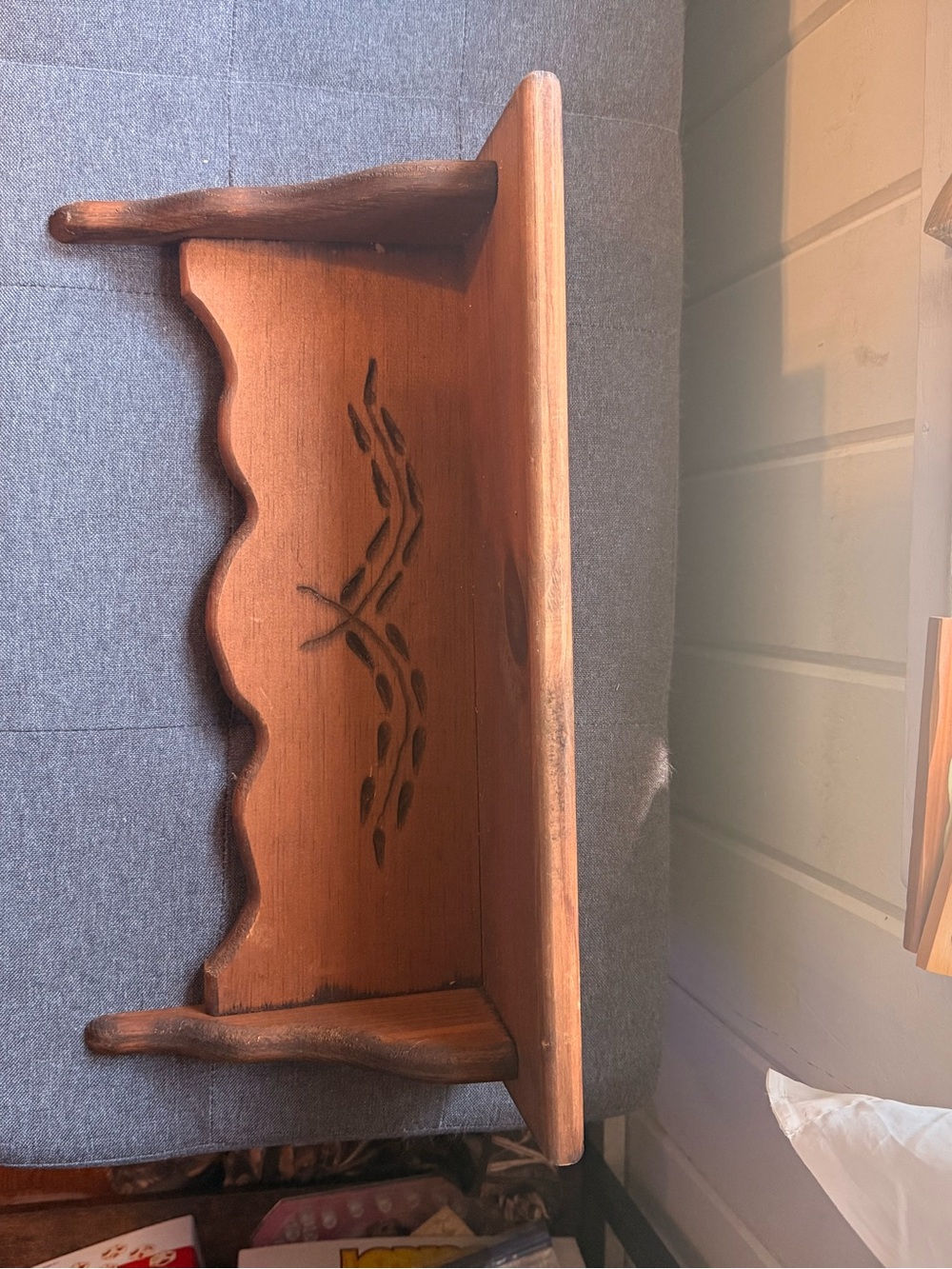 Handcrafted Brown Wooden Wall Shelf - Rustic Home Wall Decor